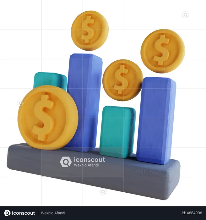 Stack Money Graph  3D Illustration