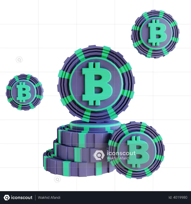 Stack of bitcoin  3D Illustration