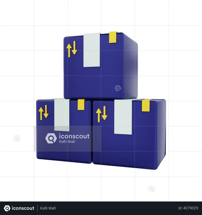 Stack of cardboard packages of goods  3D Illustration