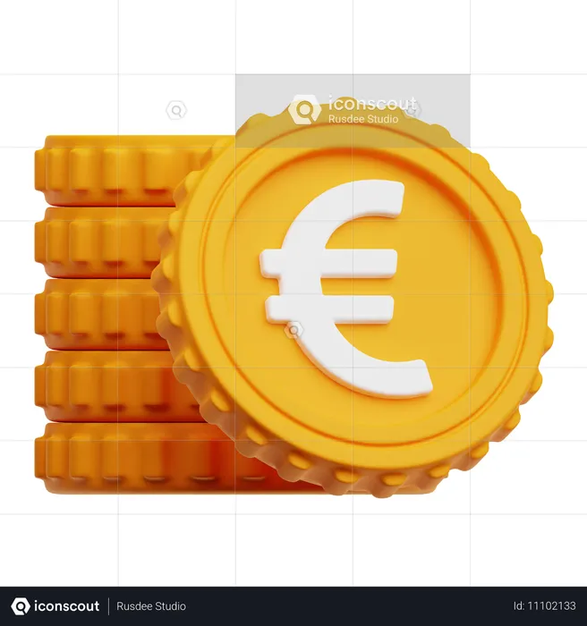 Stack Of Euro Coins  3D Icon