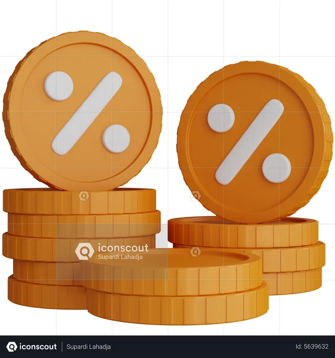 Stack Percent Coins  3D Icon