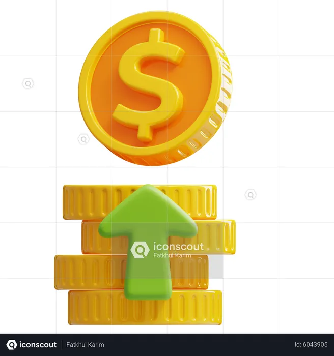Stacked coins up  3D Icon