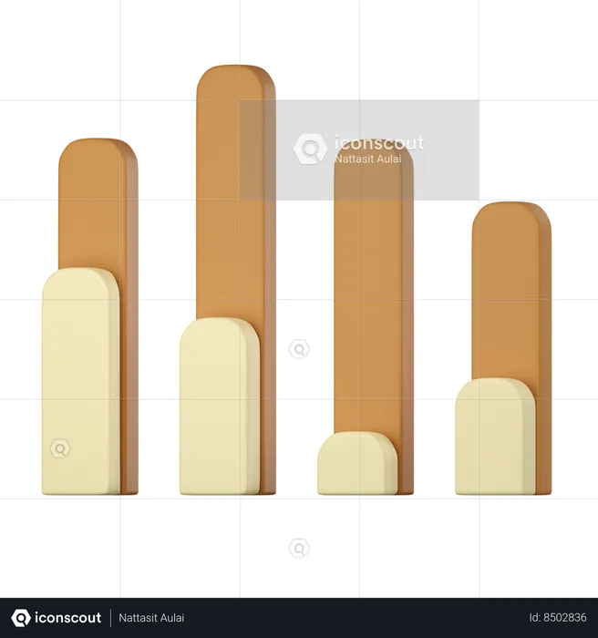 Stacked Column Chart  3D Icon