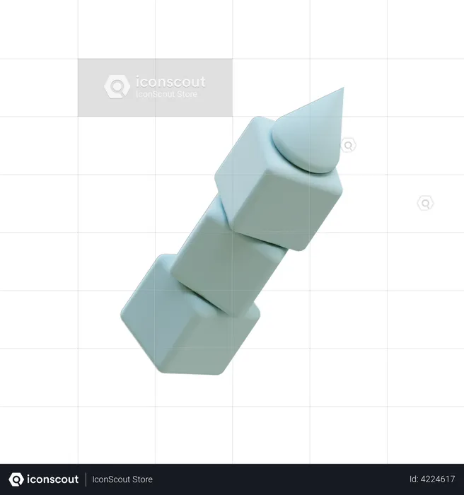 Stacked Cube Cone  3D Icon