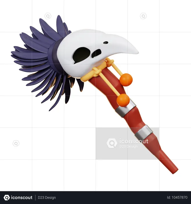 Staff With Crow Head  3D Icon