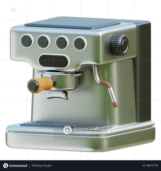 Stainless Steel Espresso Machine  3D Icon