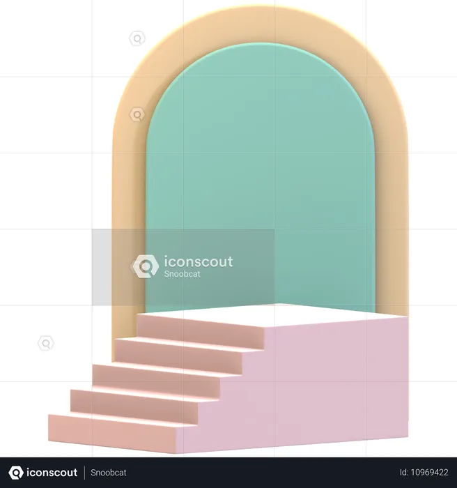 Stair Podium With Single Backdrop  3D Illustration