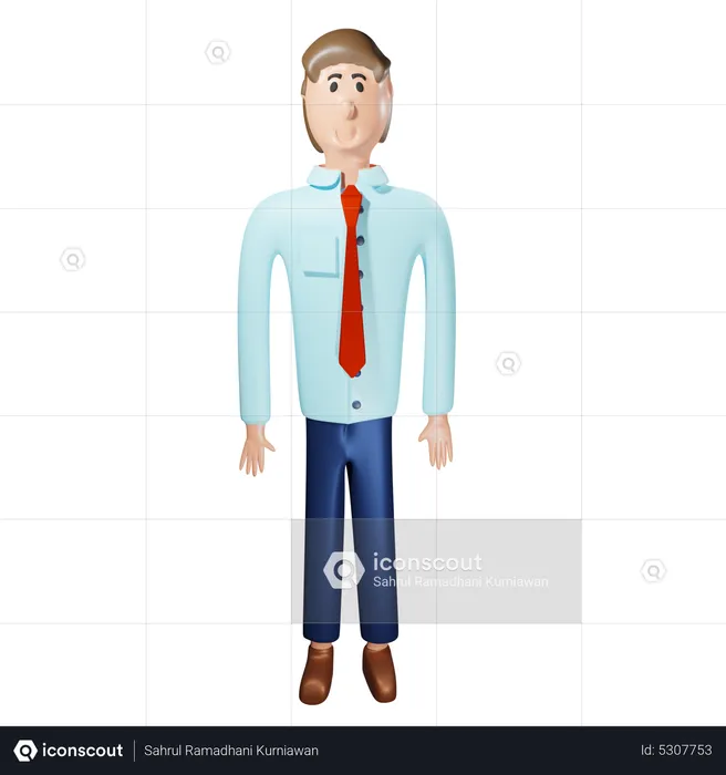 Standing Cool Businessman  3D Illustration