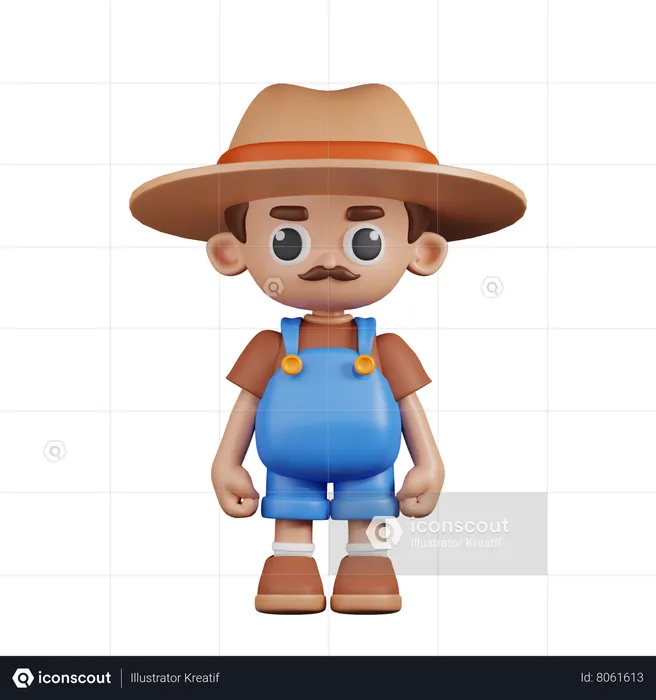 Standing Farmer  3D Illustration