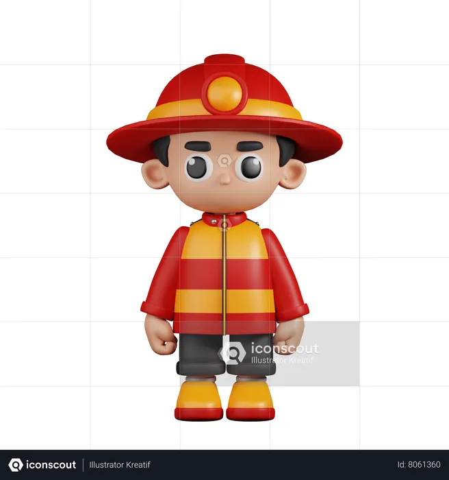 Standing Fireman  3D Illustration