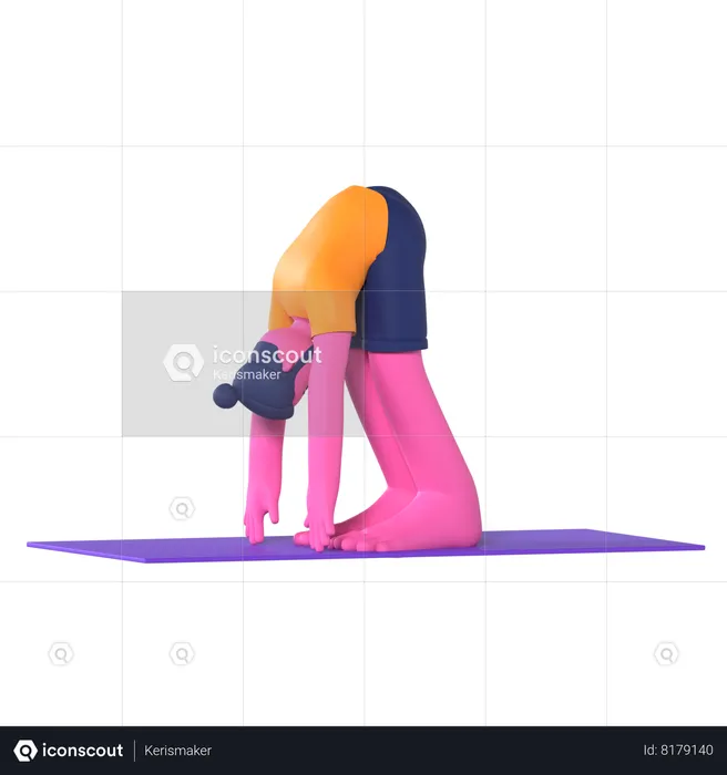 Standing Forward Bend Pose  3D Icon