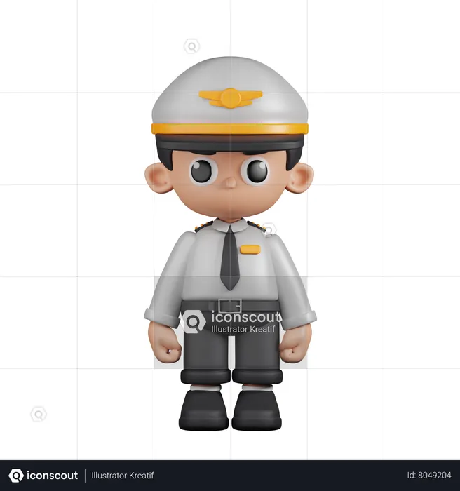 Standing Pilot  3D Illustration