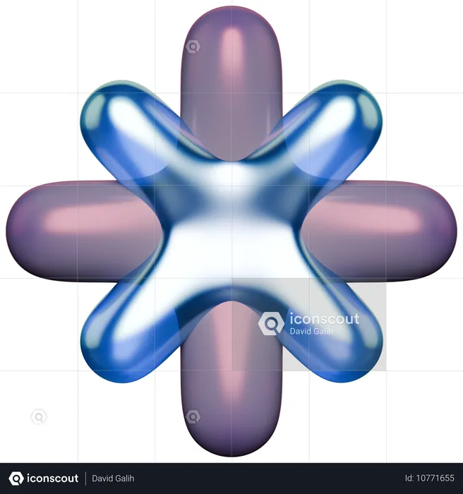 Star Abstract Y 2 K Glossy  3D Icon