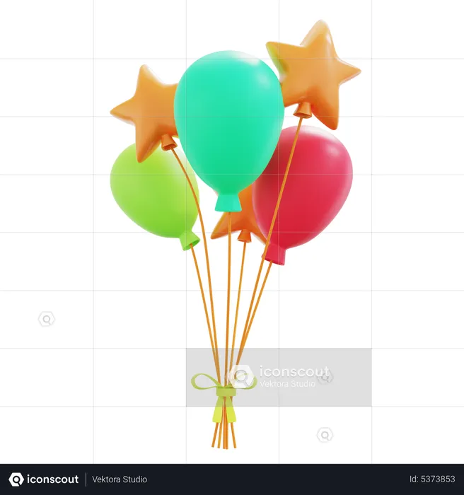 Star and Ballon  3D Icon