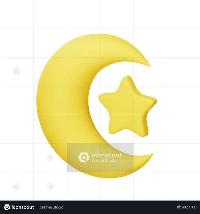 Star And Moon  3D Icon