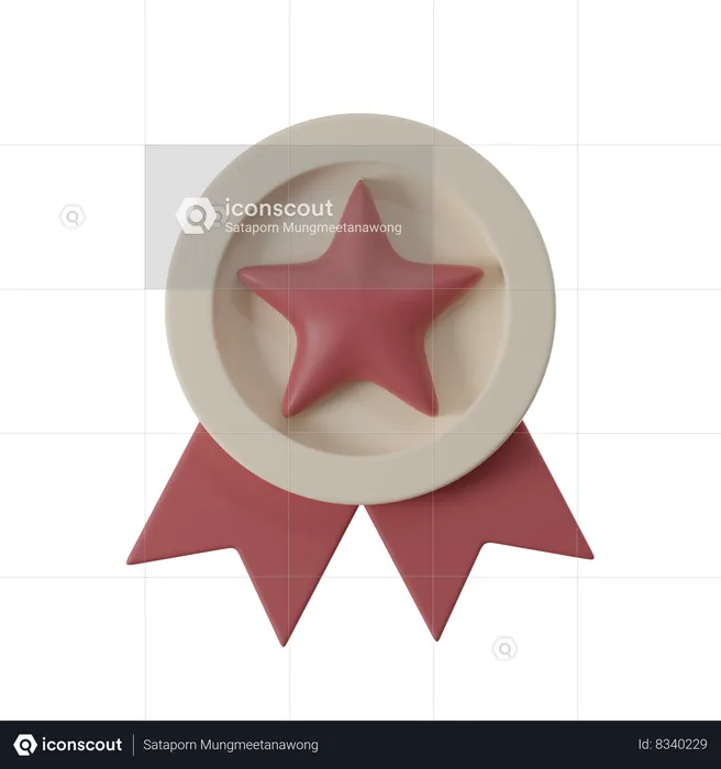 Star And Ribbon  3D Icon