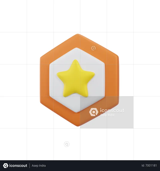 Star Badge Orange  3D Icon