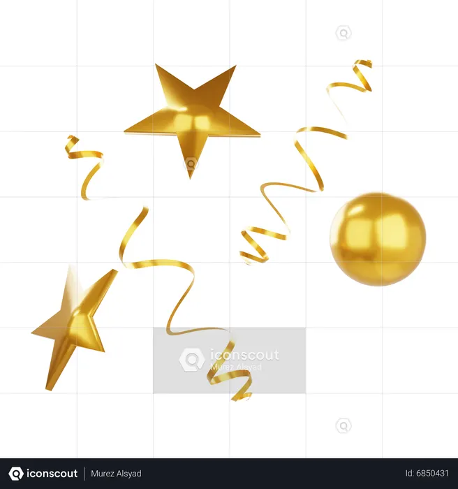 Star Bauble Gold Confetti  3D Icon