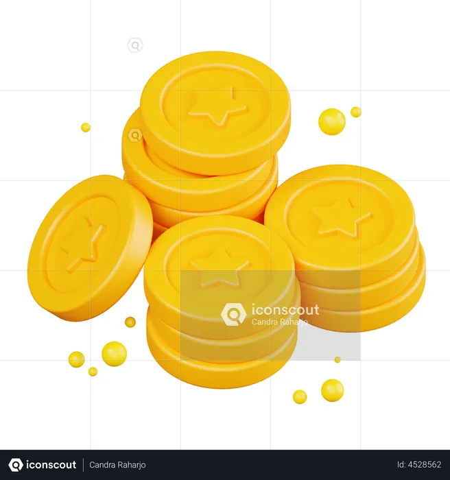 Star Coins Stack  3D Illustration