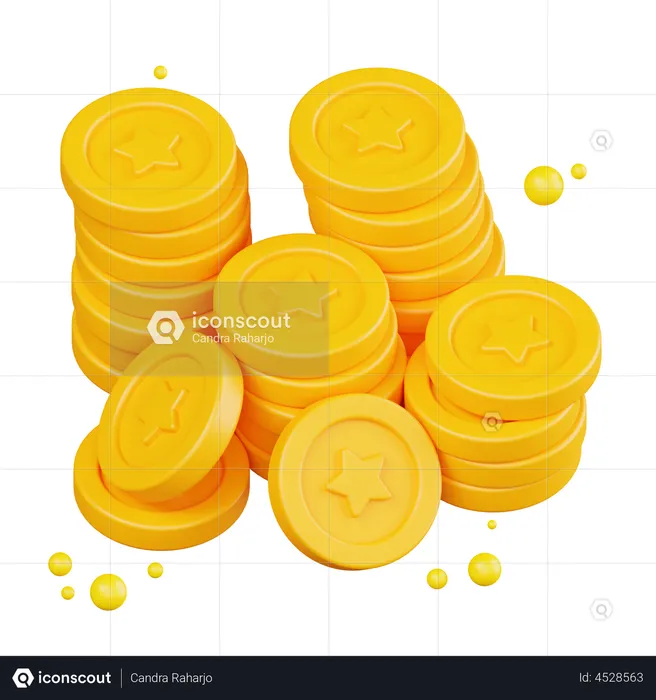 Star Coins Stack  3D Illustration