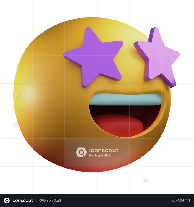Star Eyes Emoji 3D Illustration