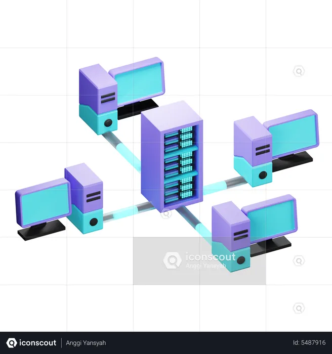 Star Network Topology  3D Icon