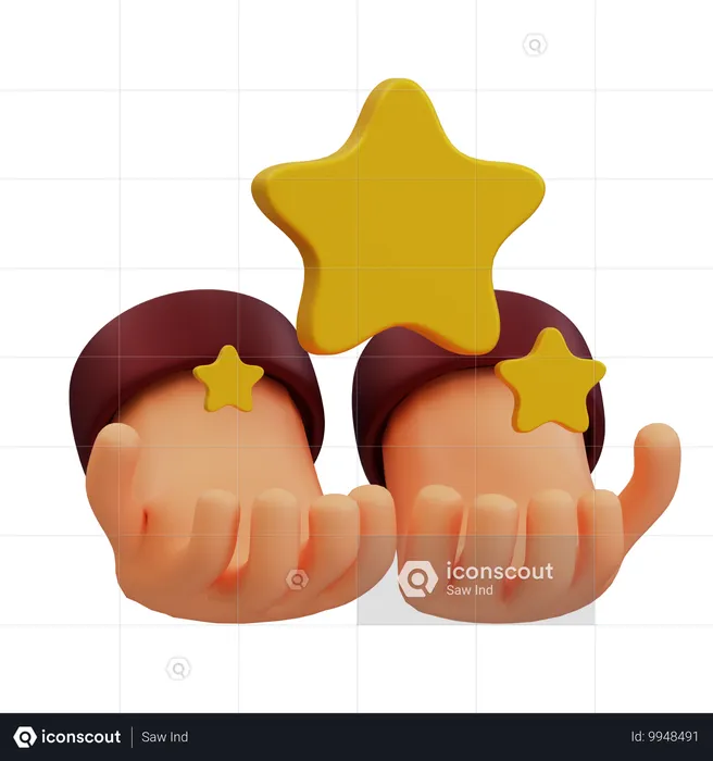 Star On Two Hand Emoji 3D Icon