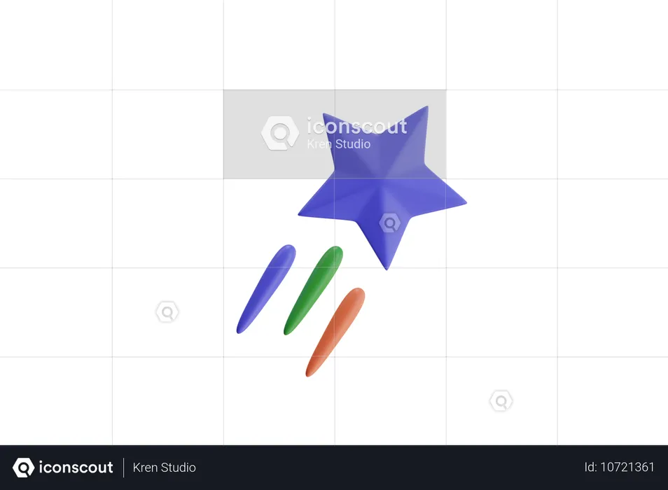 Star with Trailing Lines  3D Icon