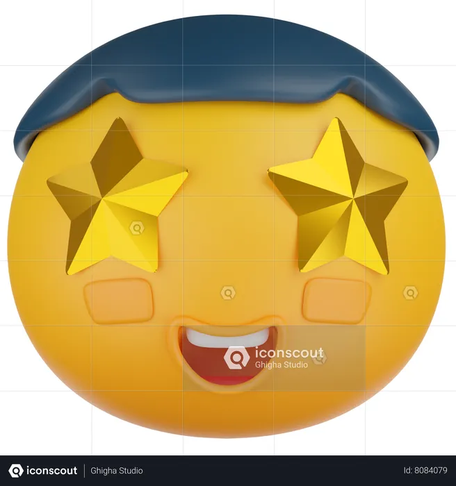 Starry Eyed Excited Emoji Emoji 3D Icon