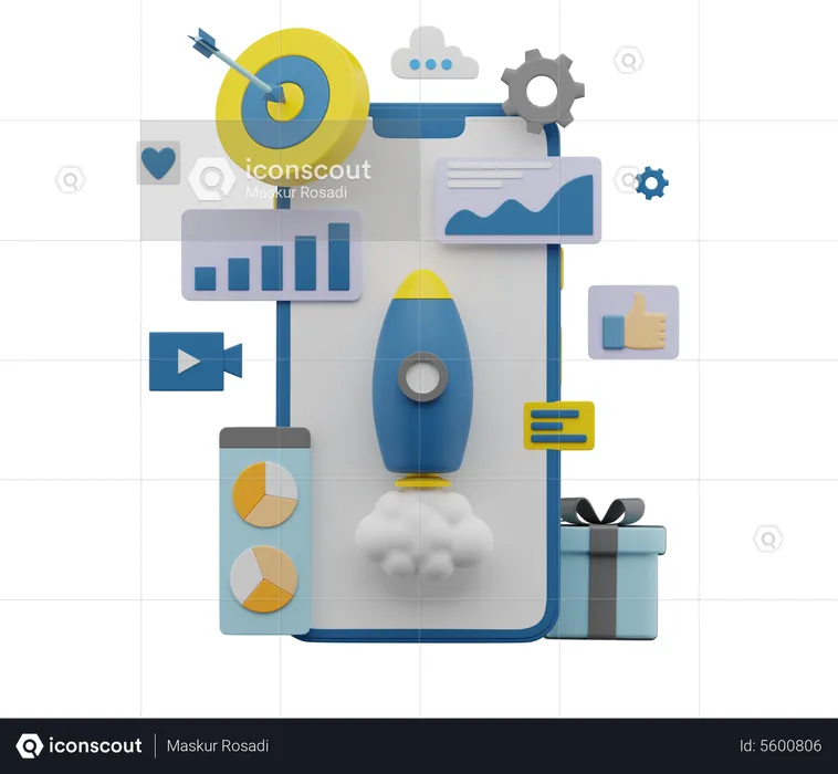 Startup Digital Marketing  3D Illustration