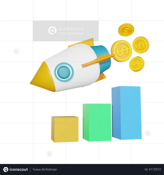 Startup-Gewinndiagramm  3D Illustration