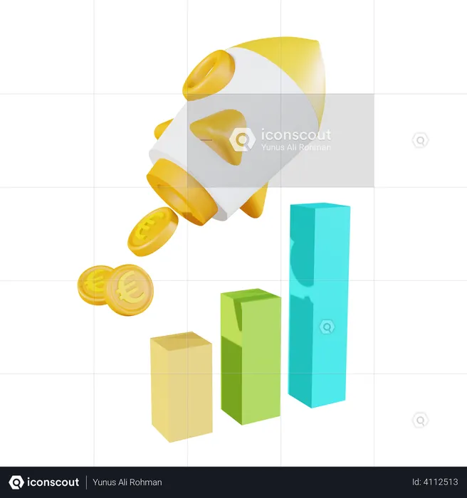 Startup growth chart  3D Illustration