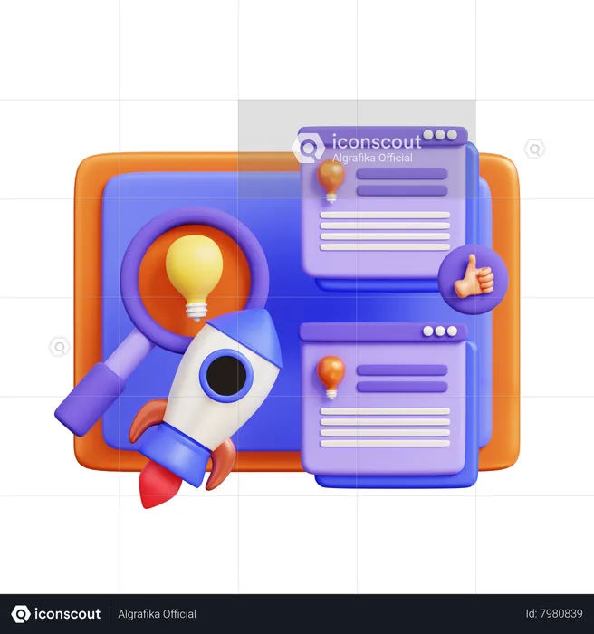 Startup Idea Search  3D Icon