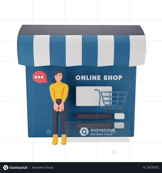 Startup of online shopping business with customer support  3D Illustration