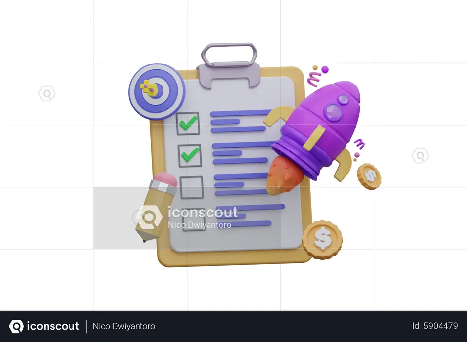 Startup Tasklist  3D Icon