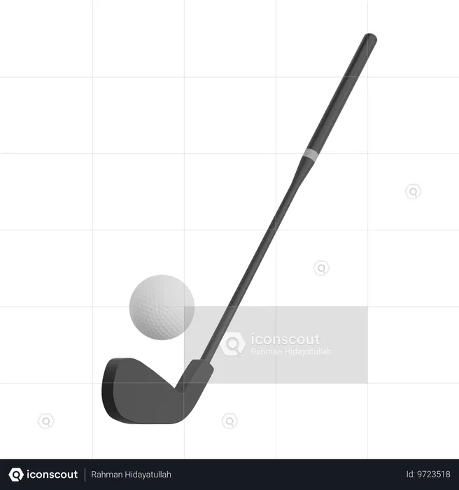 Stick And Golf Ball  3D Icon
