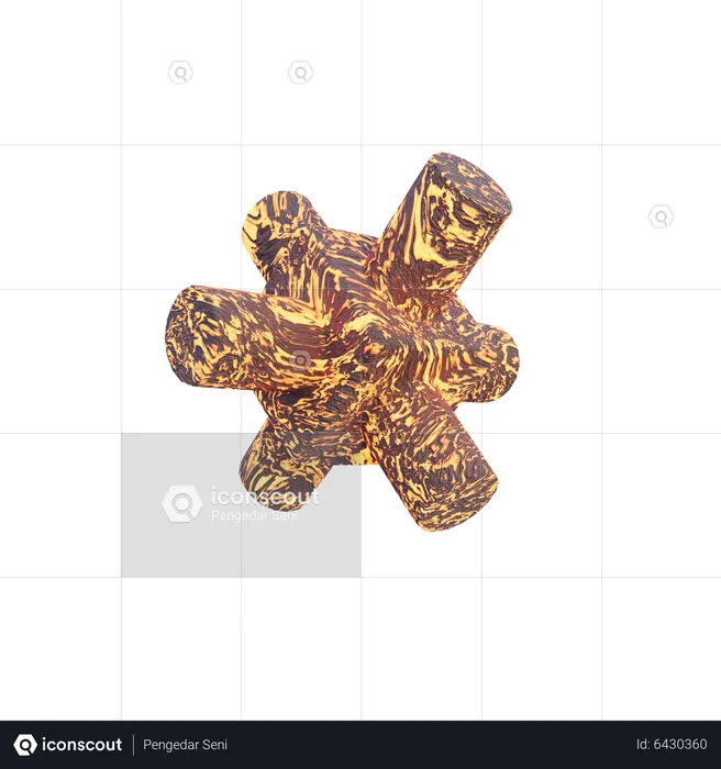 Stick Cube Lava Rock Abstract Shape  3D Icon