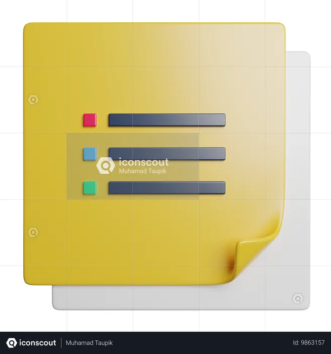 Sticky Note  3D Icon