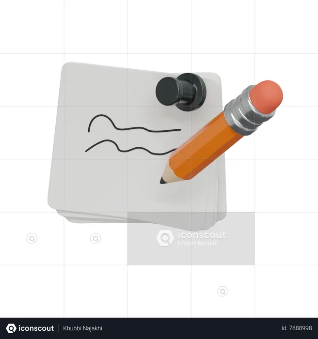 Sticky Note With Pencil  3D Icon