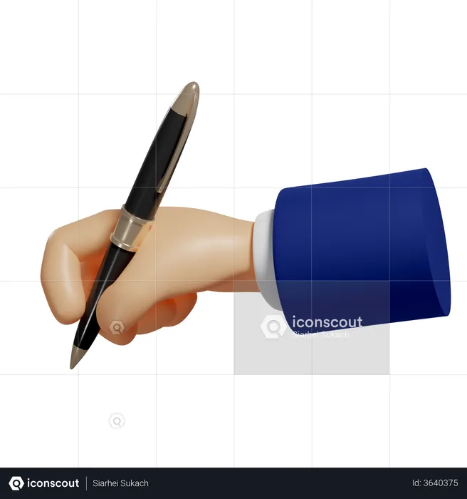 Stift in der Hand  3D Illustration