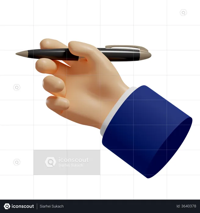 Stift in der Hand  3D Illustration