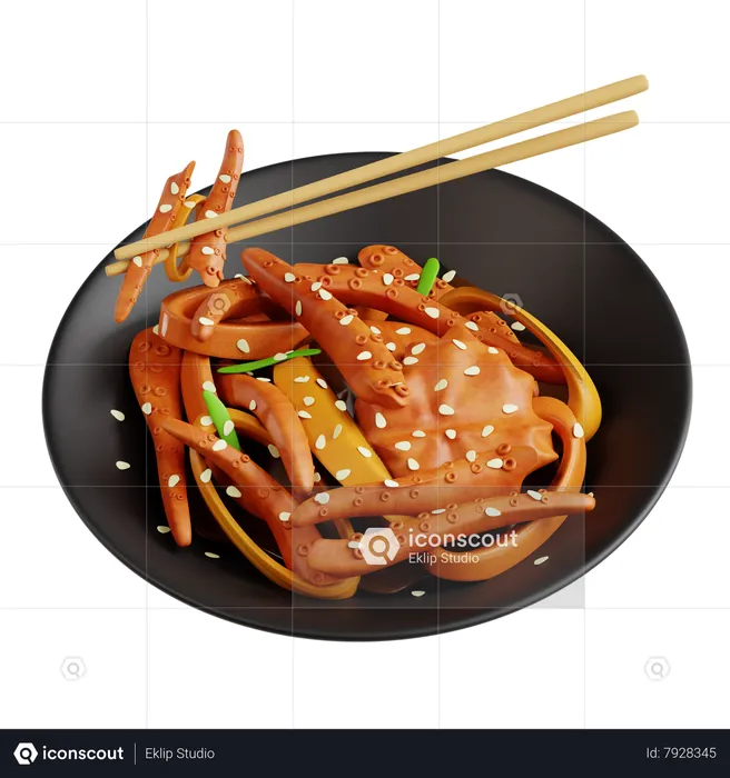 Stir Fried Octopus  3D Icon