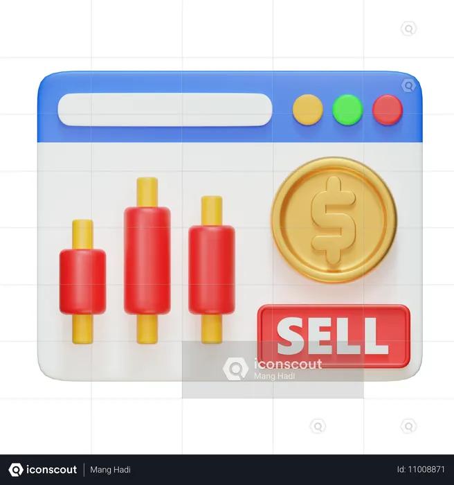 株式市場  3D Icon
