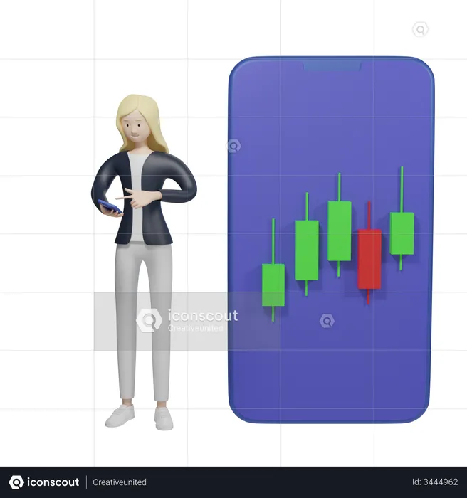 Stock Market App  3D Illustration