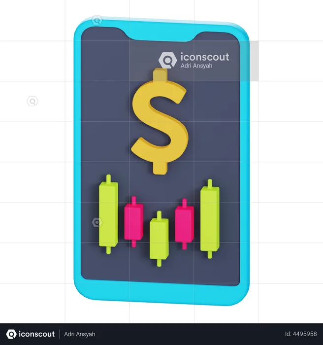 Stock Market App  3D Illustration
