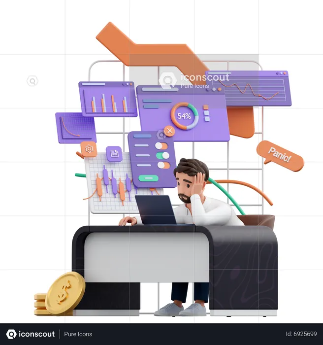 Stock Market Crash  3D Illustration