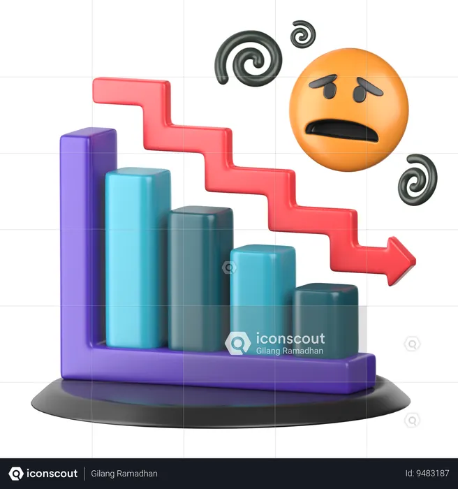 Stock Market Fall  3D Icon