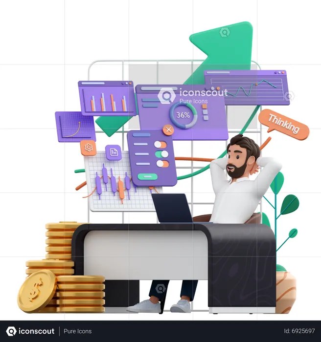 Stock Market Growth  3D Illustration