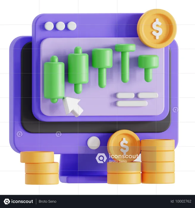 Stock market investment  3D Icon