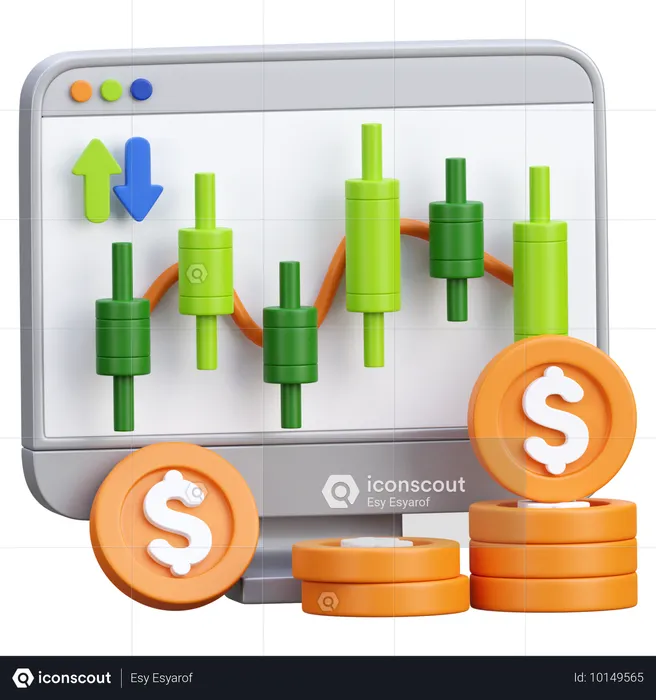 Stock market investment  3D Icon